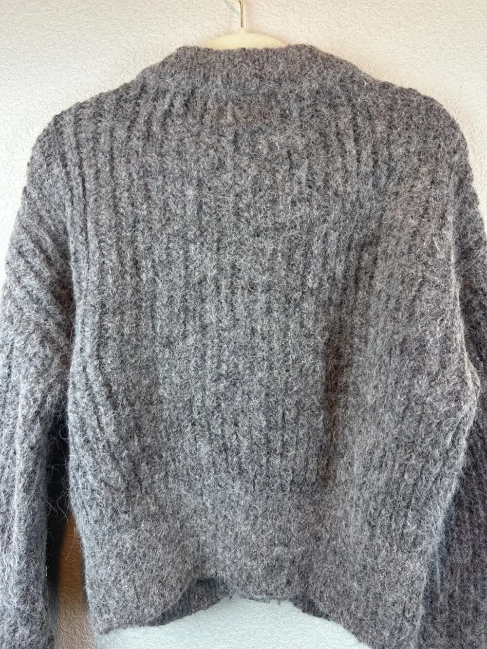 H&M Alpaca Blend Cardigan Sweater Gray Button Front Women’s Small Cozy Knit